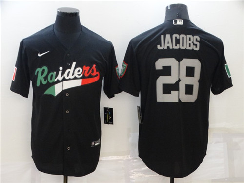 Men's Las Vegas Raiders #28 Josh Jacobs Black Mexico Stitched Jersey