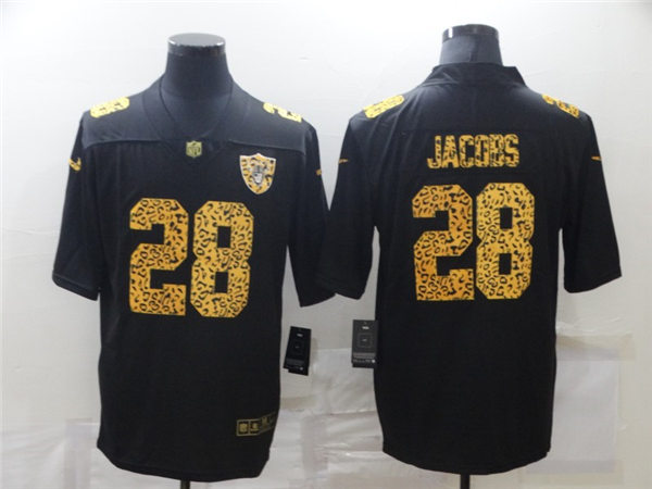 Men's Las Vegas Raiders #28 Josh Jacobs Black Nike Leopard Fashion Football Jersey