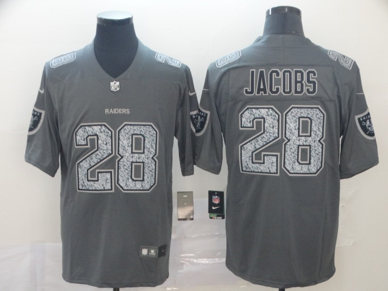 Men's Las Vegas Raiders #28 Josh Jacobs NFL Pro Line Gray Static Fashion Jerse
