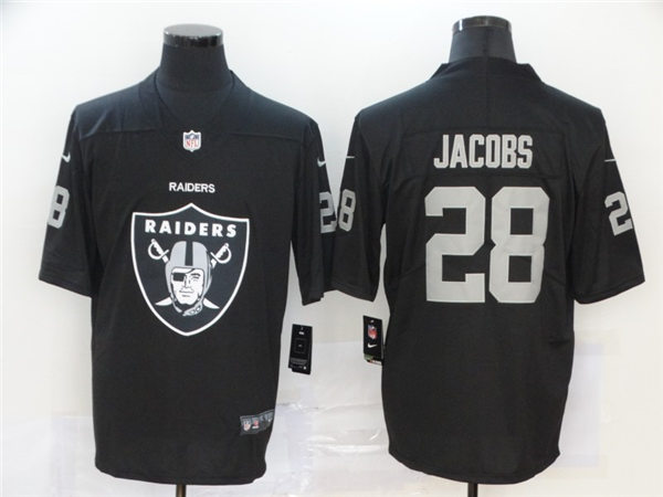 Men's Las Vegas Raiders #28 Josh Jacobs Nike Black Black Team Logo Fashion Football Jersey