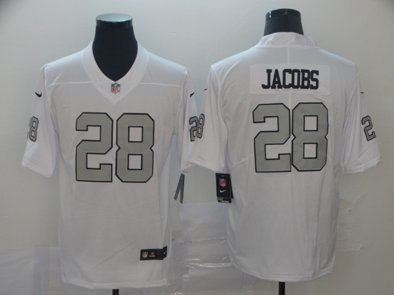 Men's Las Vegas Raiders #28 Josh Jacobs Nike White Color Rush Legend Player Jersey