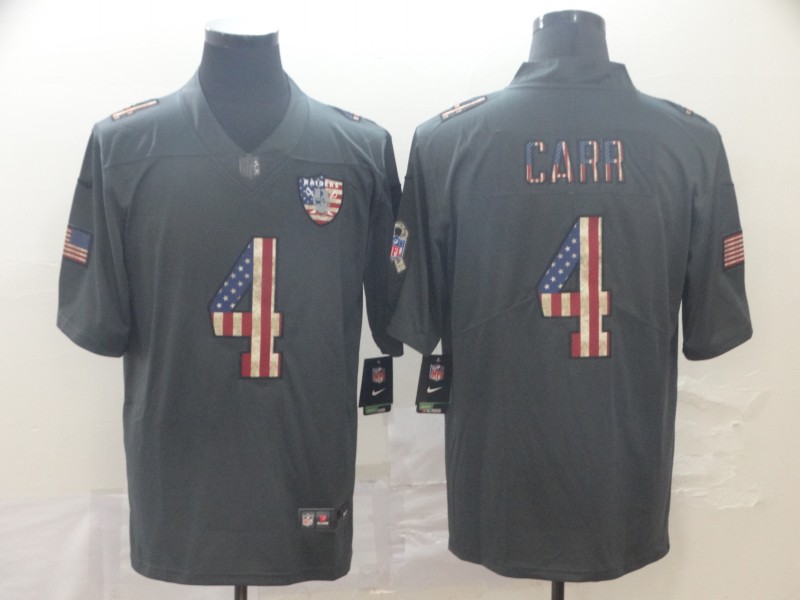 Men's Las Vegas Raiders #4 Derek Carr Nike USA Flag Retro Football Jersey