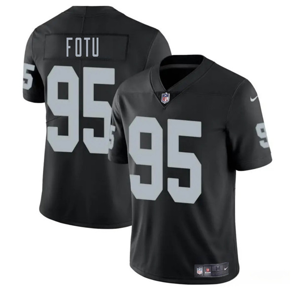 Men's Las Vegas Raiders #95 Leki Fotu Black 2025 Vapor Football Stitched Jersey