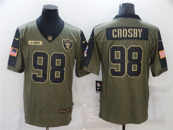 Men's Las Vegas Raiders #98 Maxx Crosby Nike Olive 2021 Salute To Service Limited Jersey