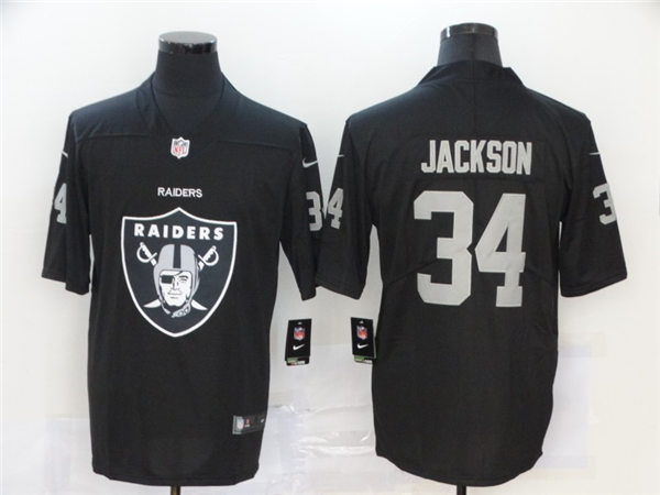 Men's Las Vegas Raiders Retired Player #34 Bo Jackson Nike Black Black Team Logo Fashion Football Jersey