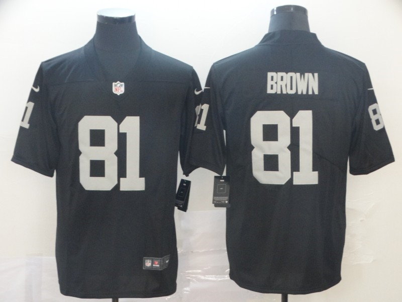 Men's Las Vegas Raiders Retired Player #81 Tim Brown Nike Black Football Game Jersey