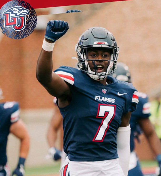 Men's Liberty Flames #7 Malik Willis Nike Navy College Football Jersey