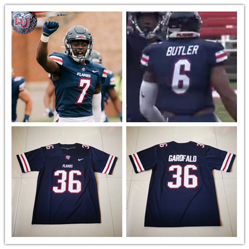 Men's Liberty Flames Custom Nike Navy College Football Jersey