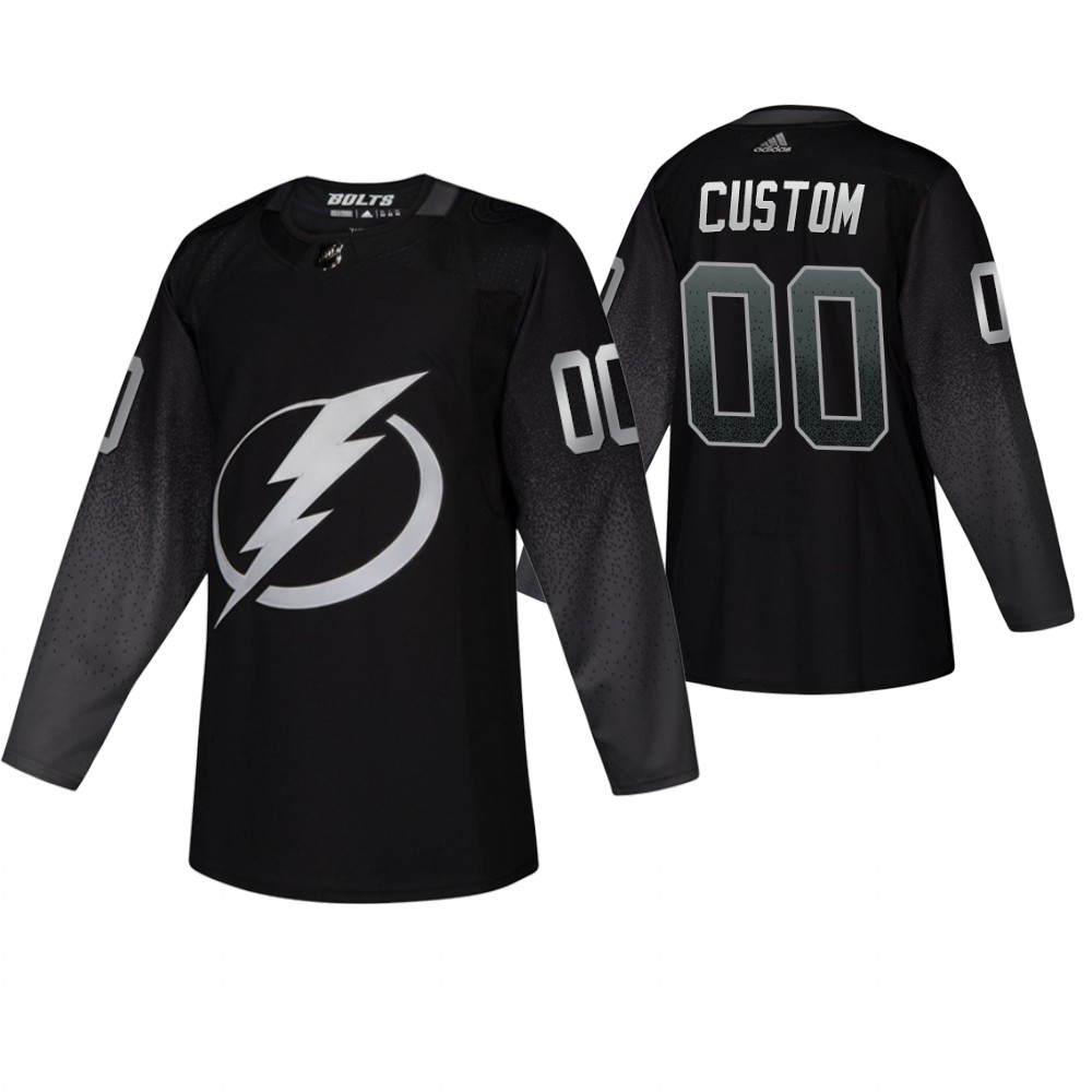 Men's Lightning #00 Custom Adidas Alternate Jersey Black