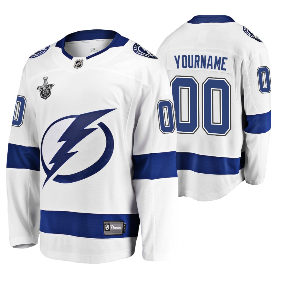 Men's Lightning #00 Custom Stanley Cup Playoffs Away Jersey
