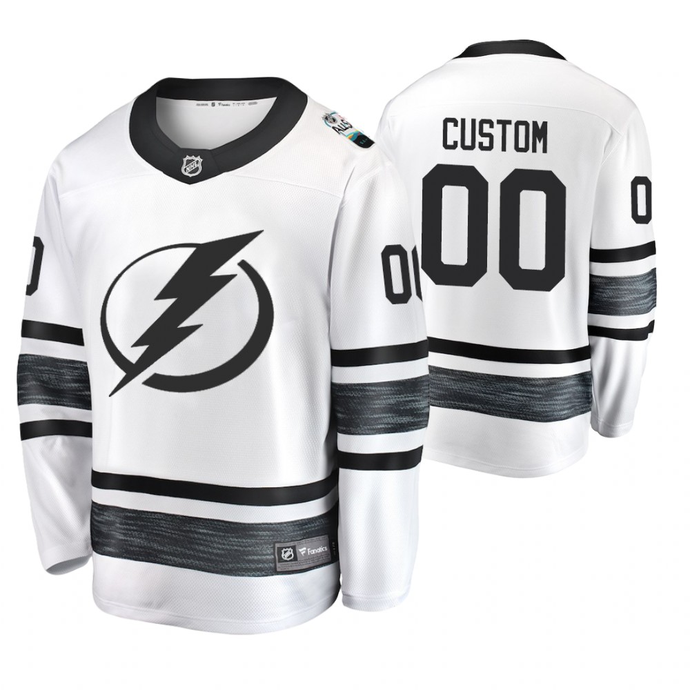 Men's Lightning #00 Custom White 2019 NHL All-Star Jersey