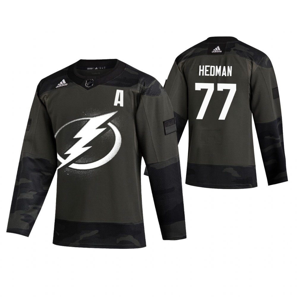 Men's Lightning #77 Victor Hedman Authentic 2019 Veterans Day Jersey Camo