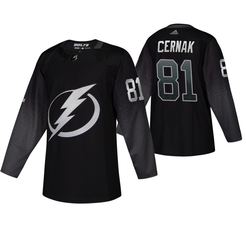 Men's Lightning #81 Erik Cernak Adidas Alternate Jersey Black