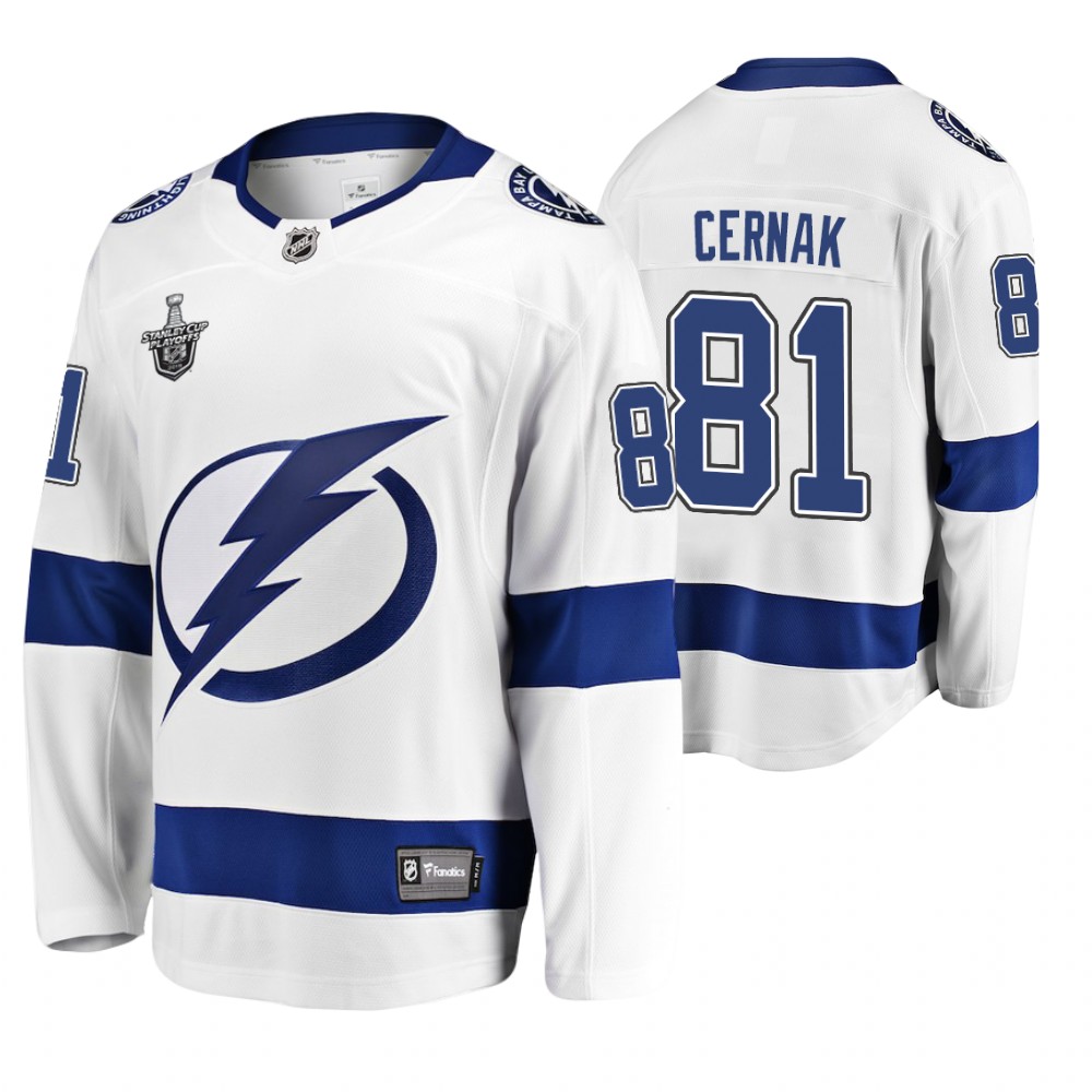 Men's Lightning #81 Erik Cernak Stanley Cup Playoffs Away Jersey