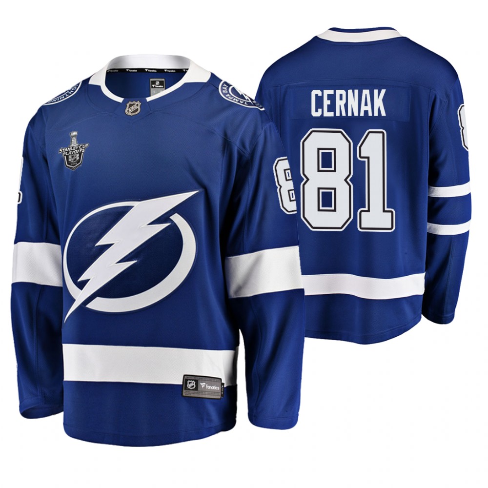 Men's Lightning #81 Erik Cernak Stanley Cup Playoffs Breakaway Jersey