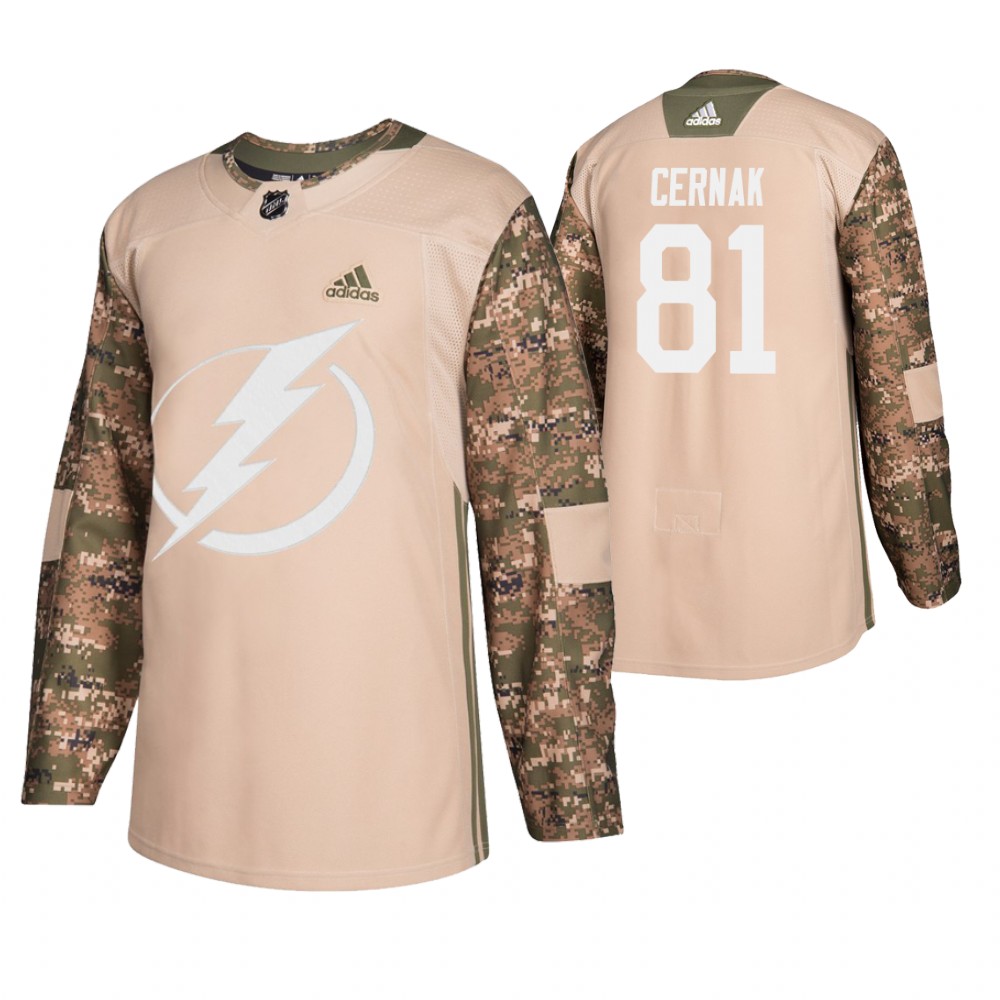 Men's Lightning #81 Erik Cernak Veterans Day Jersey - Camo
