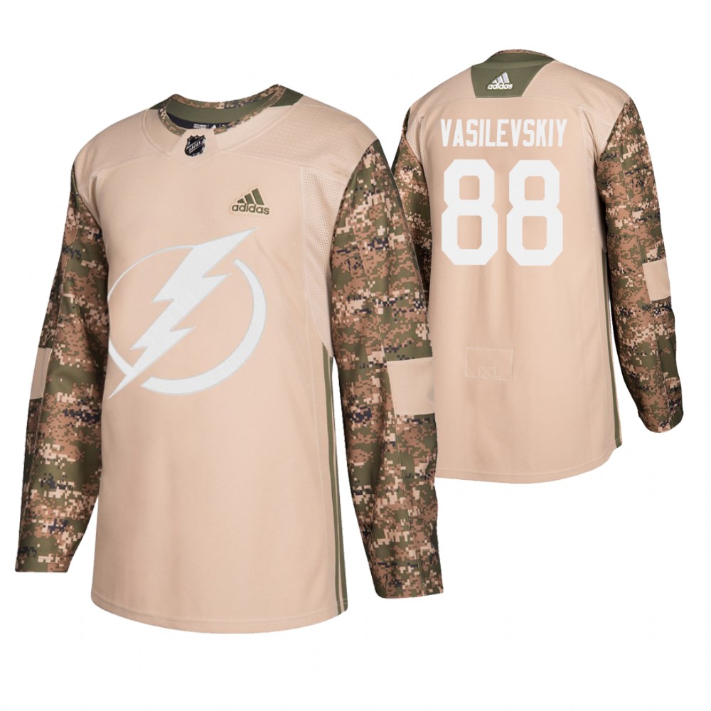 Men's Lightning #88 Andrei Vasilevskiy Veterans Day Jersey - Camo