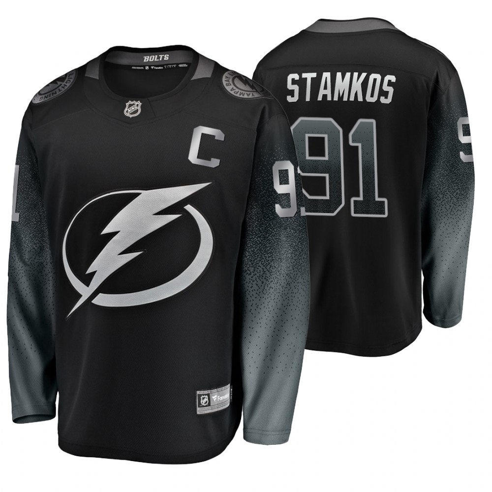 Men's Lightning #91 Steven Stamkos Fanatics Branded Alternate Jersey Black