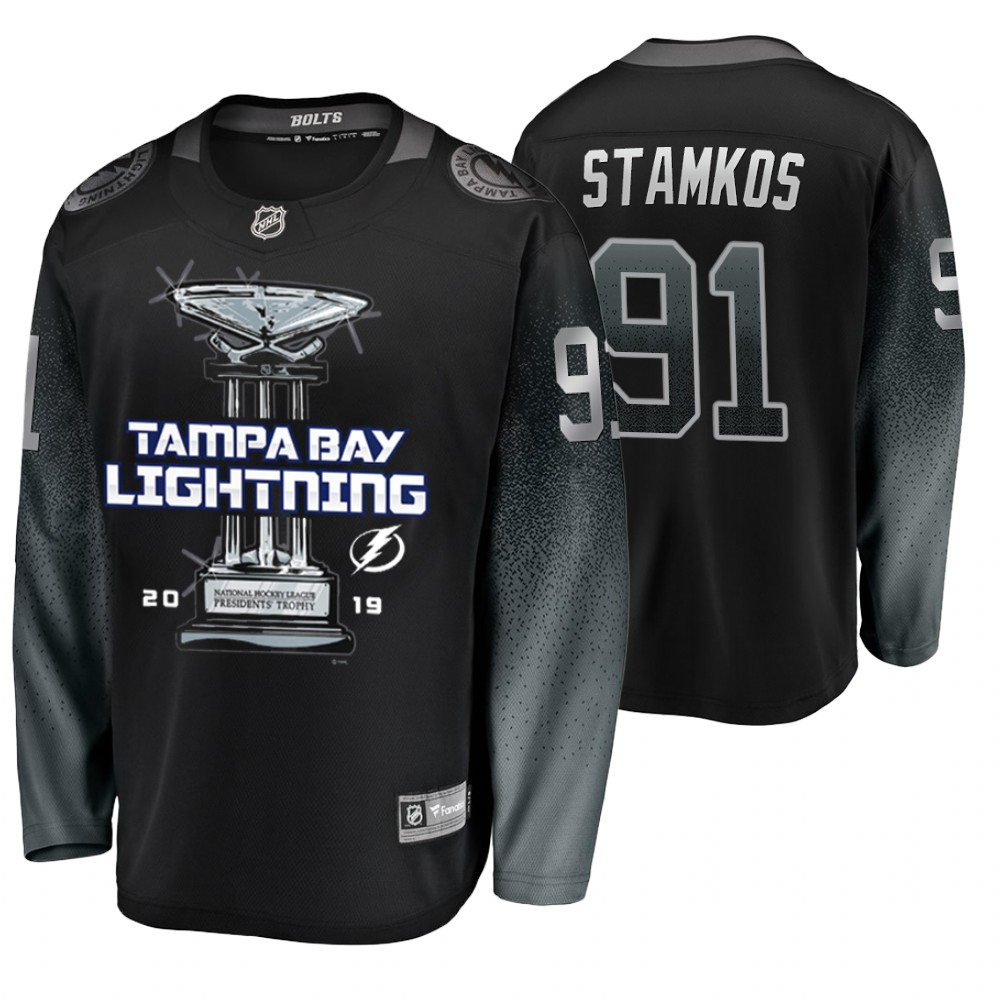 Men's Lightning 2019 Presidents' Trophy Winners Black Jersey Stitched