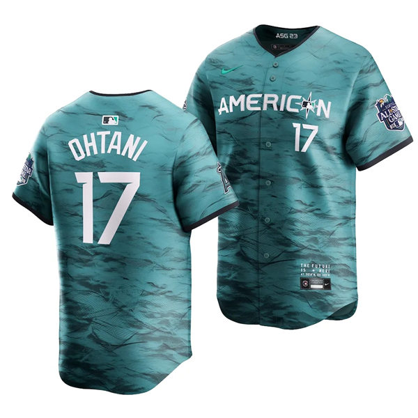 Men's Los Angeles Angels #17 Shohei Ohtani American League 2023 MLB All-Star Game Limited Player Jersey Teal