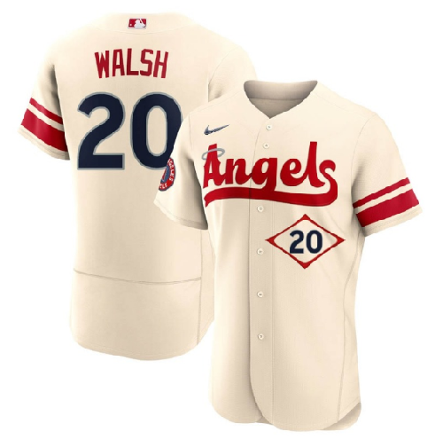 Men's Los Angeles Angels #20 Jared Walsh 2022 Cream City Connect Flex Base Stitched Jersey