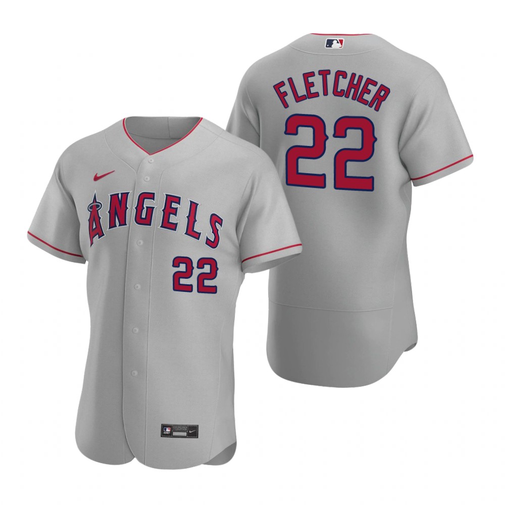 Men's Los Angeles Angels #22 David Fletcher Nike Gray MLB Flex Base Baseball Jersey