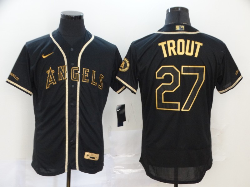 Men's Los Angeles Angels #27 Mike Trout Nike Road Gray Stitched MLB Cool Base Baseball Jersey1