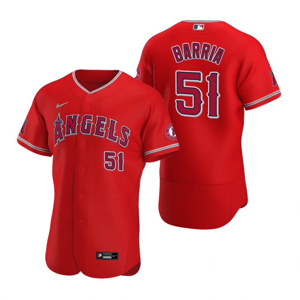 Men's Los Angeles Angels #51 Jaime Barria Nike Red MLB Flex Base Baseball Jersey