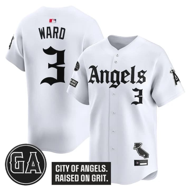 Men's Los Angeles Angels 'Garret Anderson Tribute Patch' Vapor Premier Limited Jersey - Gothic Edition - All Stitched 3Taylor Ward