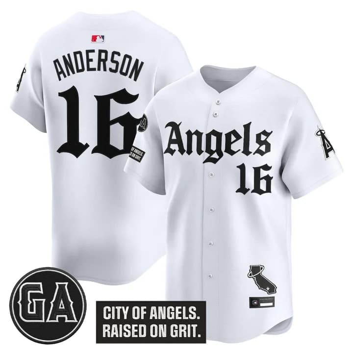 Men's Los Angeles Angels 'Garret Anderson Tribute Patch' Vapor Premier Limited Jersey - Gothic Edition - All Stitched Garret  Anderson   16