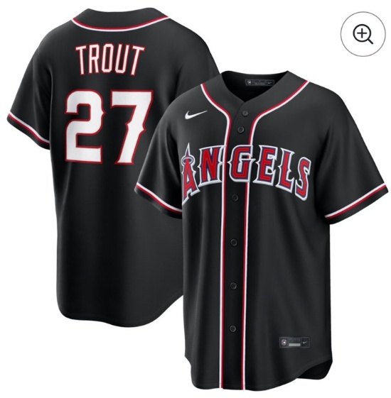 Men's Los Angeles Angels Mike Trout Nike Fashion Replica Black Out Jersey