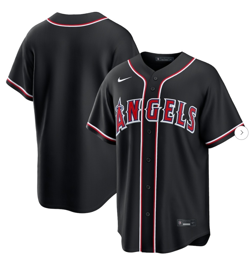 Men's Los Angeles Angels Nike Fashion Replica Black Out  Custom Jersey