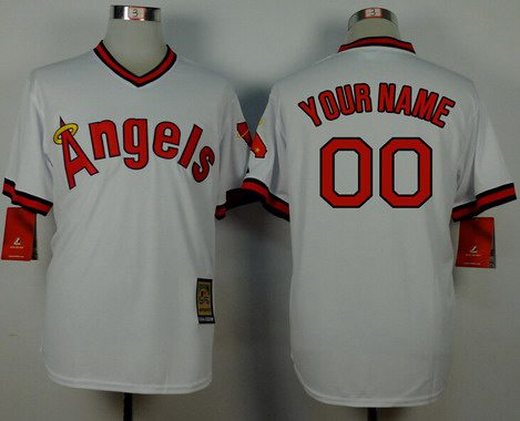 Men's Los Angeles Angels White Throwback Customized Jersey