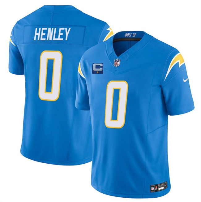 Men's Los Angeles Chargers #0 Daiyan Henley Blue 2025 F.U.S.E With 1-Star C Patch Vapor Limited Stitched Football Jersey