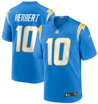 Men's Los Angeles Chargers #10 Justin Herbert Powder Blue 2020 NFL Draft Jersey