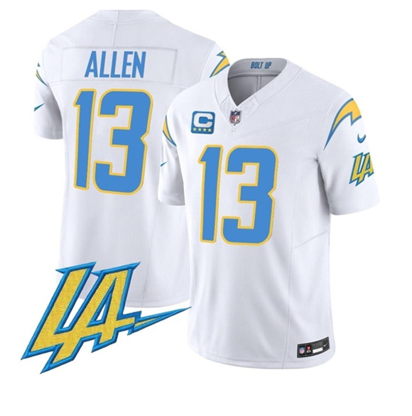 Men's Los Angeles Chargers #13 Keenan Allen White F.U.S.E With LA & 4-Star C Patch Vapor Limited Football Stitched Jersey