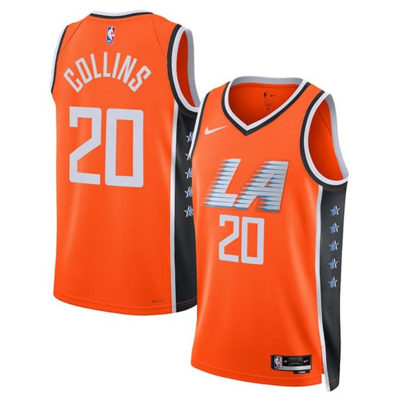 Men's Los Angeles Clippers #20 John Collins Orange 2025-26 City Edition Swingman Stitched Jersey