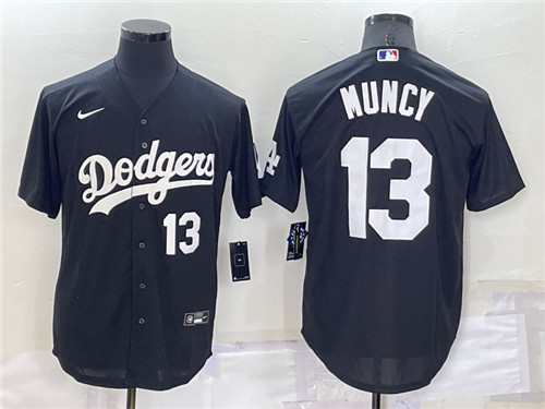 Men's Los Angeles Dodgers #13 Max Muncy Black Cool Base Stitched Baseball Jerseys
