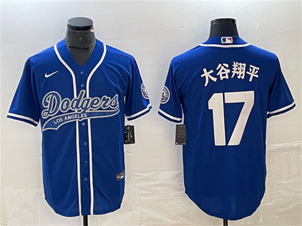Men's Los Angeles Dodgers #17 ?¤§è°·????13 Blue Cool Base With Patch Stitched Baseball Jersey