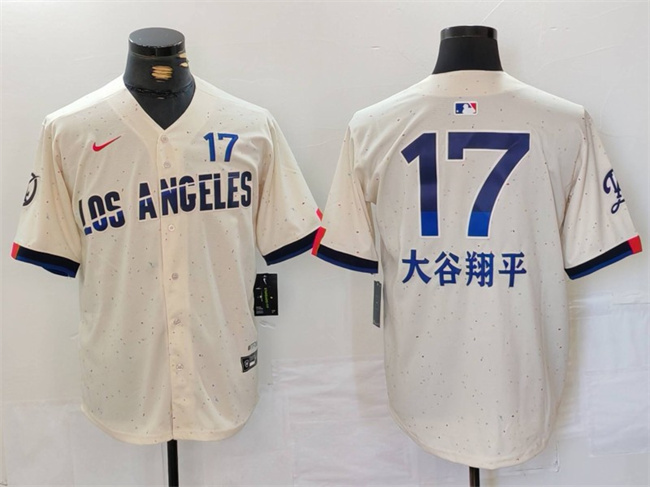 Men's Los Angeles Dodgers #17 ?¤§è°·????13 Cream 2024 City Connect Limited Stitched Baseball Jersey