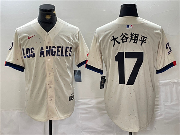 Men's Los Angeles Dodgers #17 ?¤§è°·????13 Cream Stitched Baseball Jersey