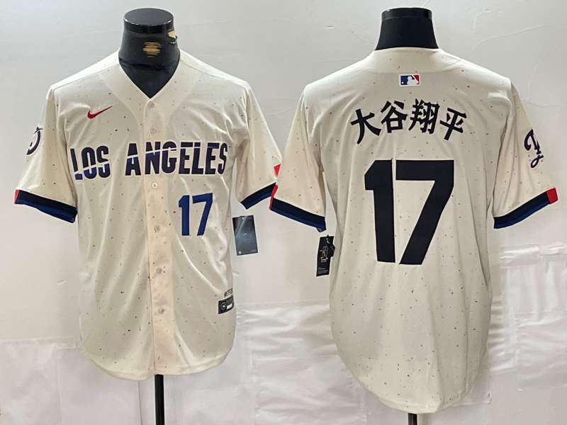 Men's Los Angeles Dodgers #17 ?¤§è°·????13 Cream Stitched Baseball Jerseys
