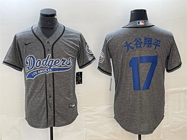 Men's Los Angeles Dodgers #17 ?¤§è°·????13 Gray Cool Base With Patch Stitched Baseball Jersey