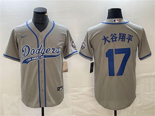Men's Los Angeles Dodgers #17 ?¤§è°·????13 Gray Cool Base With Patch Stitched Baseball Jerseys