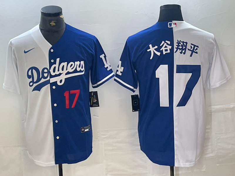 Men's Los Angeles Dodgers #17 ?¤§è°·????13 Number White Blue Two Tone Stitched Baseball Jersey