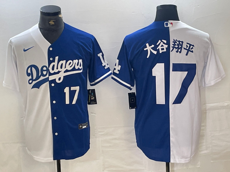 Men's Los Angeles Dodgers #17 ?¤§è°·????13 Number White Blue Two Tone Stitched Baseball Jerseys