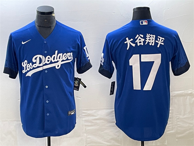 Men's Los Angeles Dodgers #17 ?¤§è°·????13 Royal City Connect Cool Base With Patch Stitched Baseball Jersey