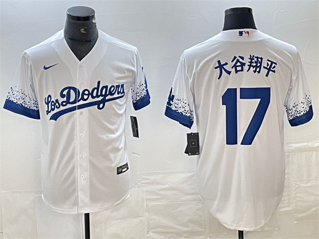 Men's Los Angeles Dodgers #17 ?¤§è°·????13 White City Connect Cool Base Stitched Jersey