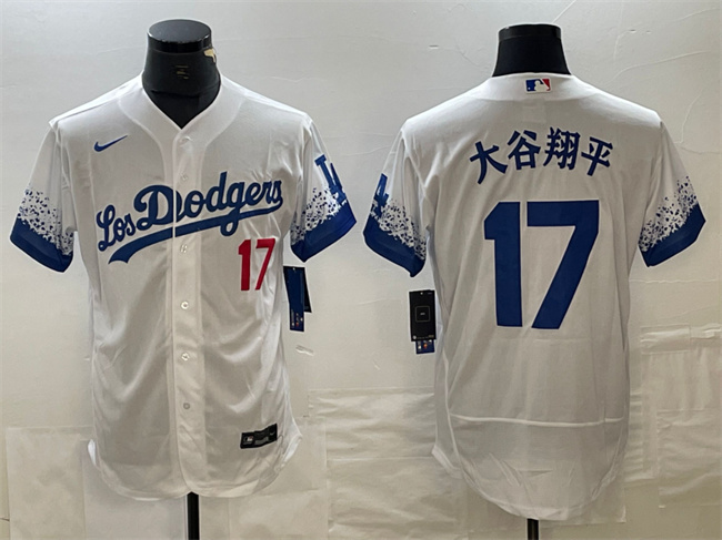 Men's Los Angeles Dodgers #17 ?¤§è°·????13 White City Connect Flex Base Stitched Baseball Jersey