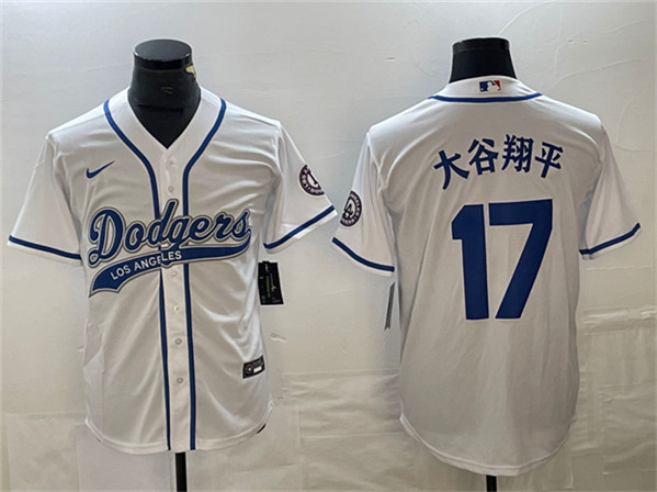 Men's Los Angeles Dodgers #17 ?¤§è°·????13 White Cool Base With Patch Stitched Baseball Jersey